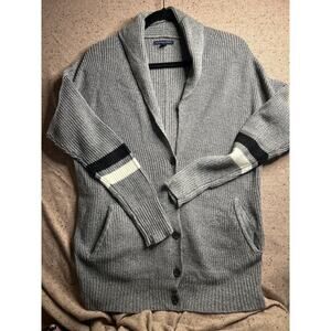 American Eagle Men’s Gray Grandpa Cardigan Sweater Medium Classic Preppy